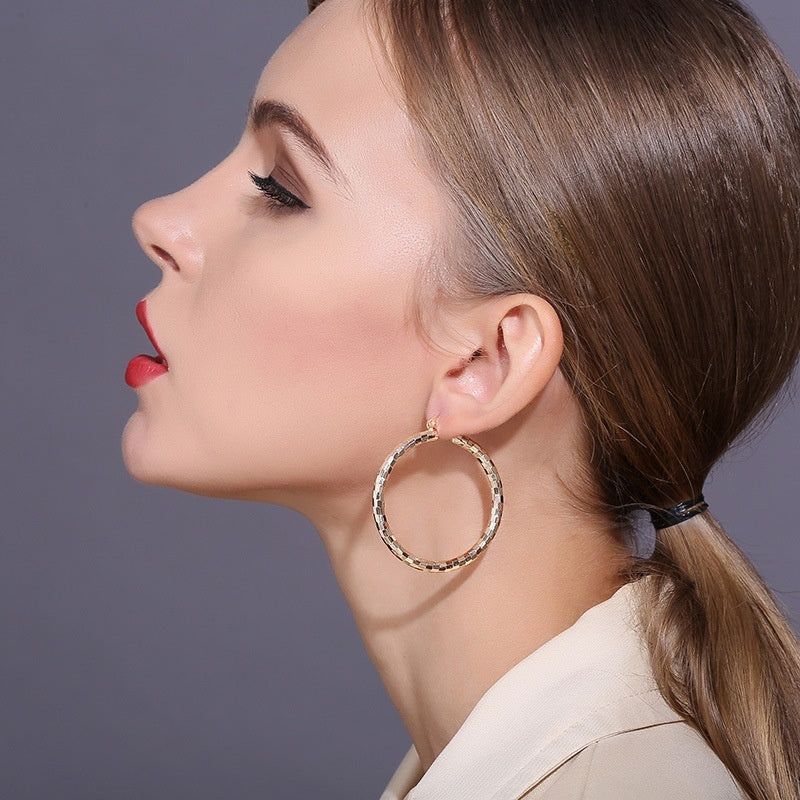 Checkered Hoop Earrings