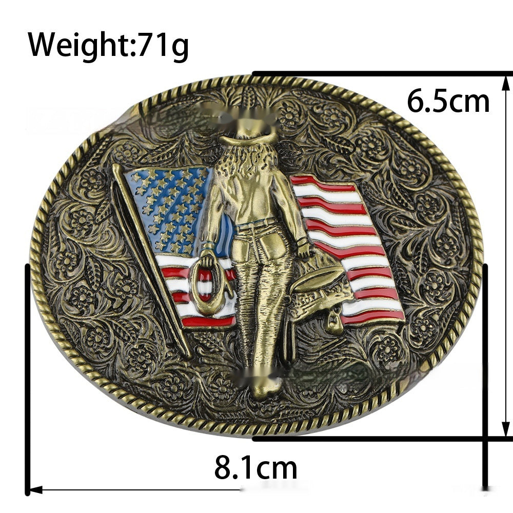 Western Style American Flag Belt Buckle
