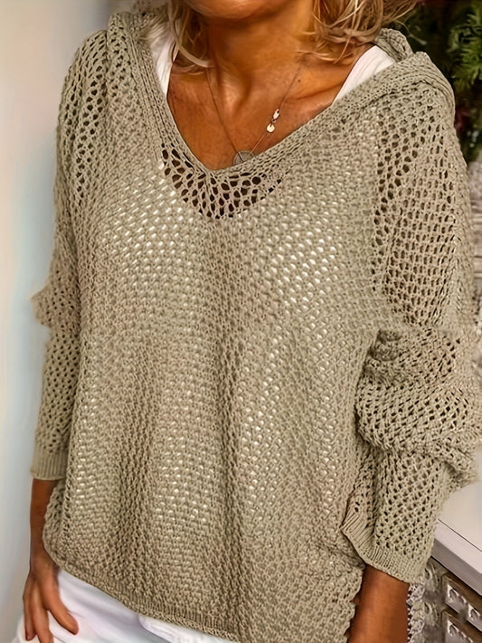 Elegant And Versatile Long-sleeve Hollow-out Hoodie