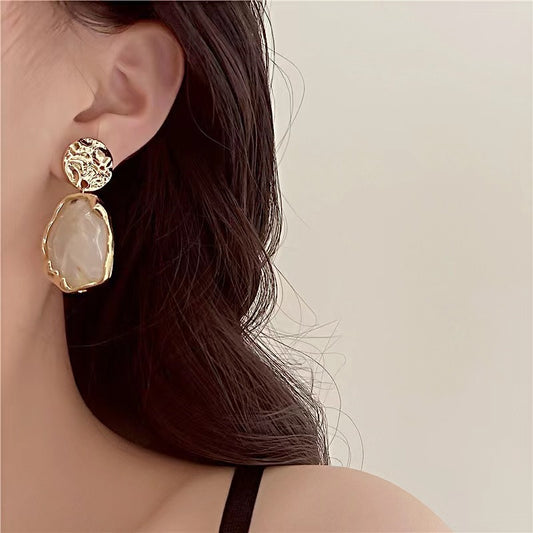 Autumn Winter Retro Maillard Irregular Geometric Earrings