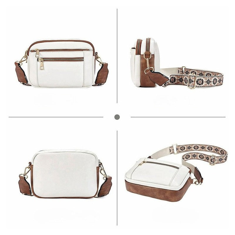 Small Two-tone Leather Crossbody Bag