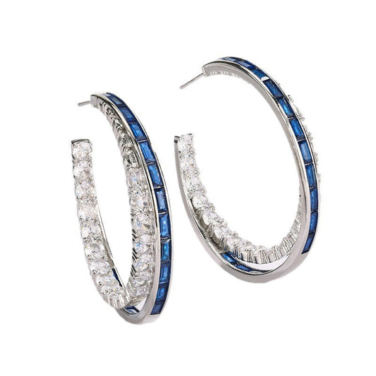 European And American Style Silver Needle Earrings With Zirconia, Light Luxury And High-end Fashion Sense