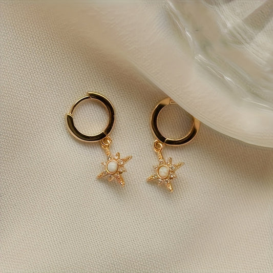 Eight-pointed Star Opal Earrings
