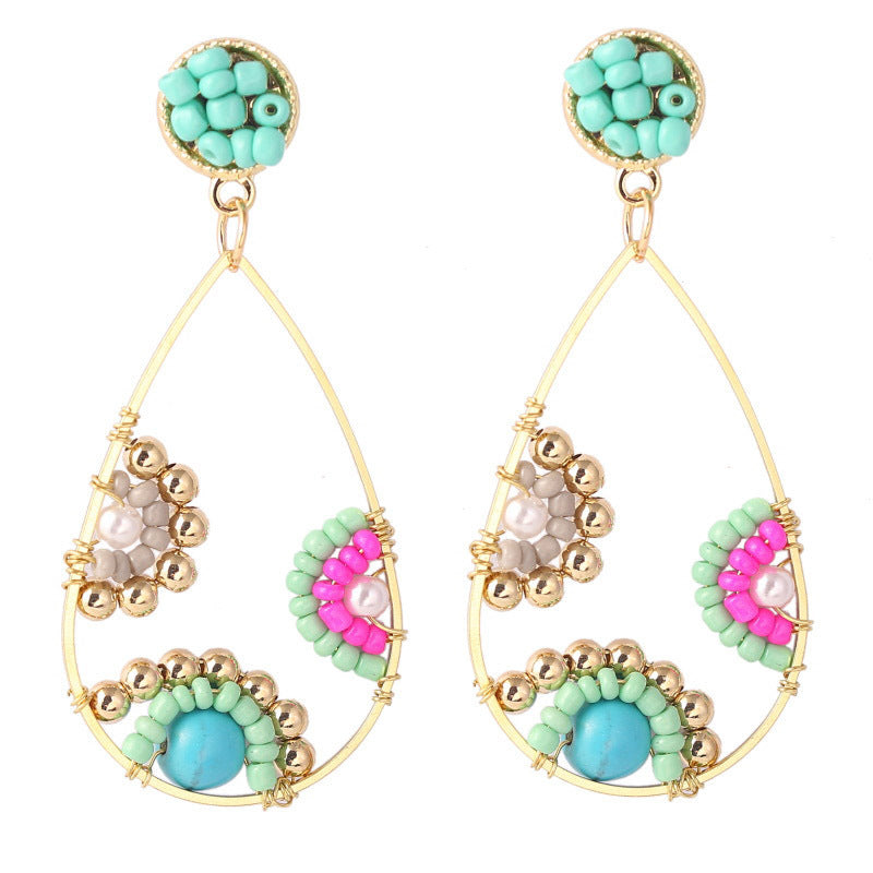 Bohemian Woven Rice Bead Earrings