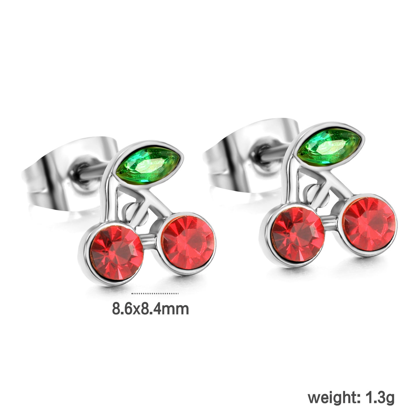 Cherry Cherry Hollow Quadrilateral Stainless Steel Earrings