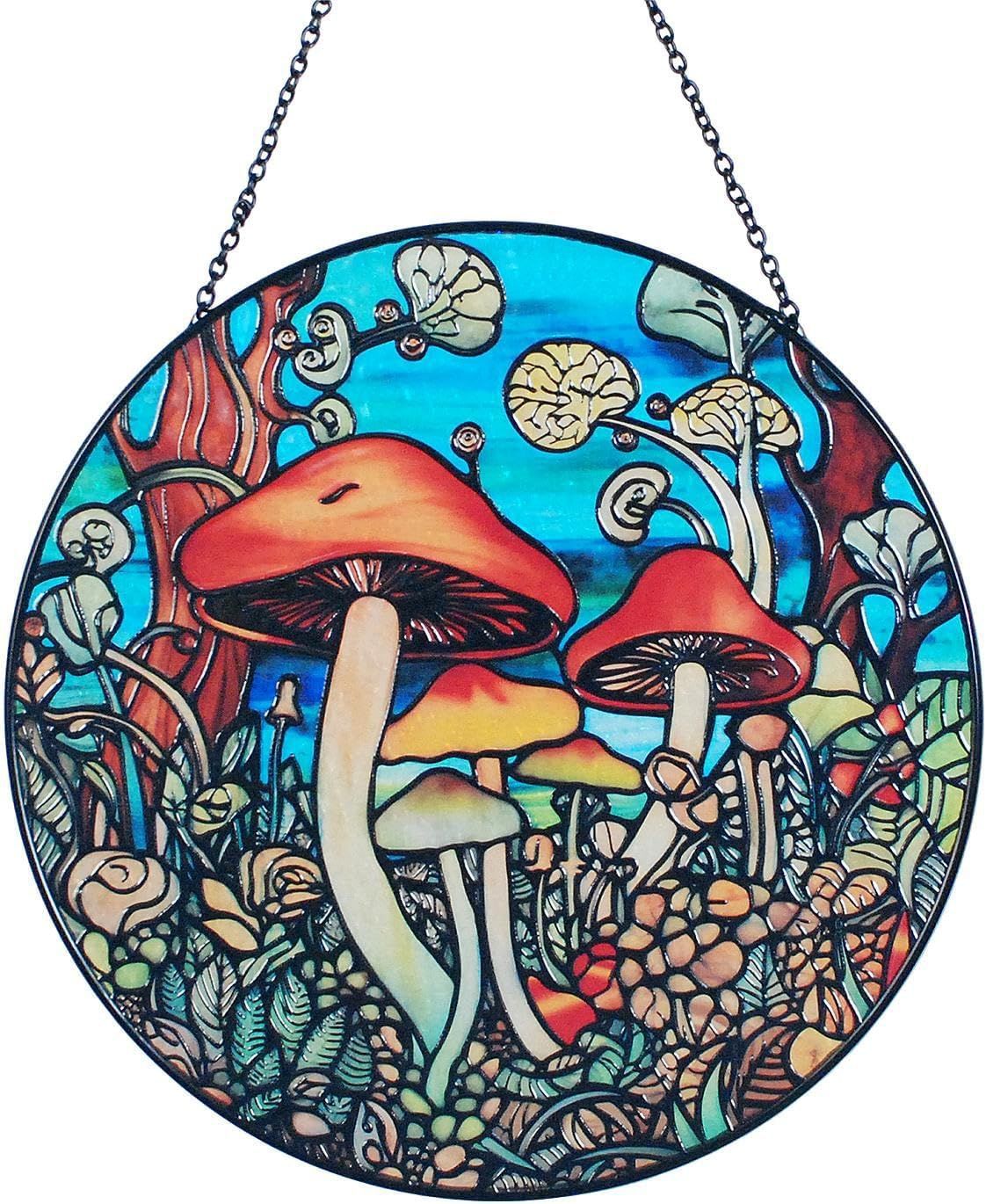 Mushroom Stained Glass Suncatcher