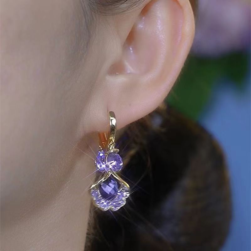 Amethyst Ginkgo Leaf Earrings