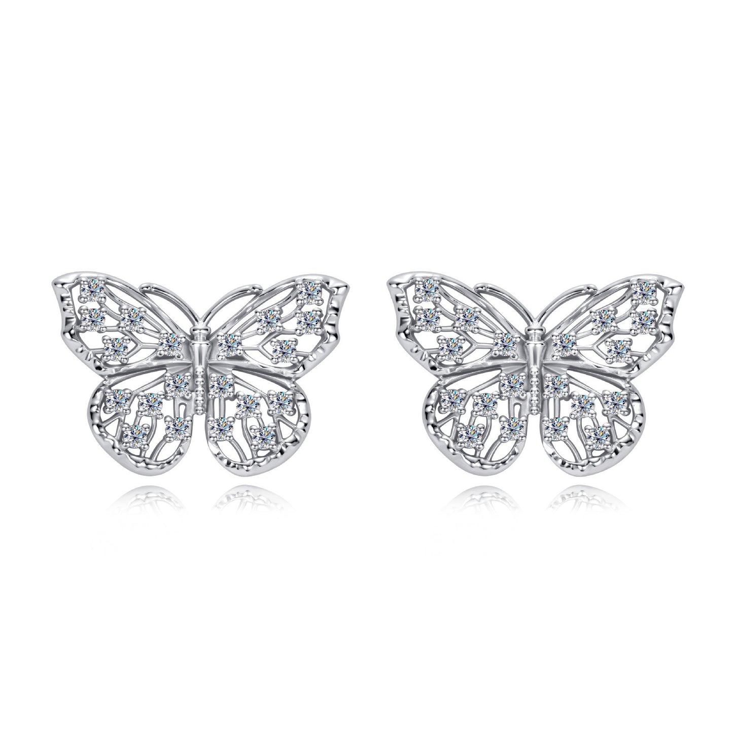 Butterfly Hollow Stud Earrings S925 Silver Stud