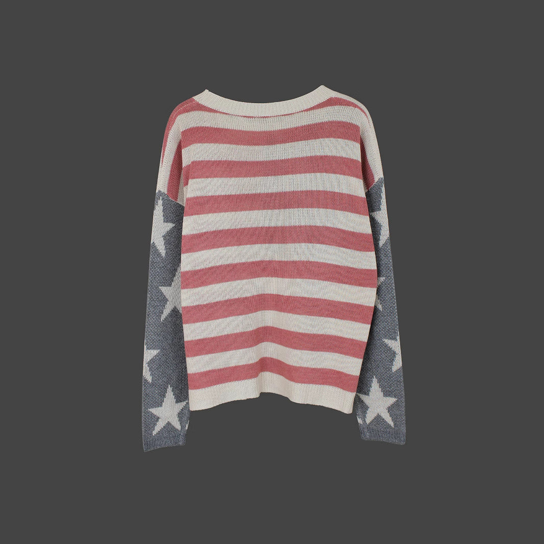 Women's American Flag Sweater-Knitwear