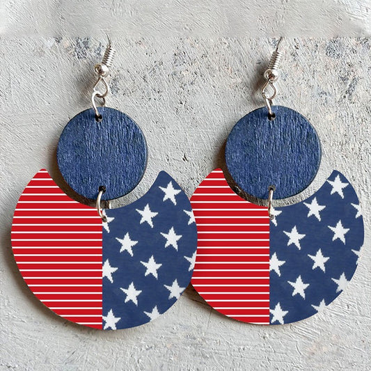 American Flag Wooden Earrings