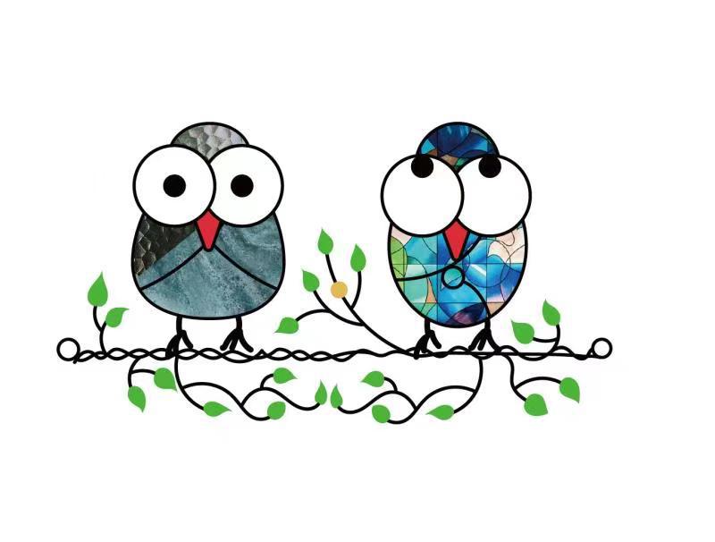 Three Birds Stained Glass Window Hanger