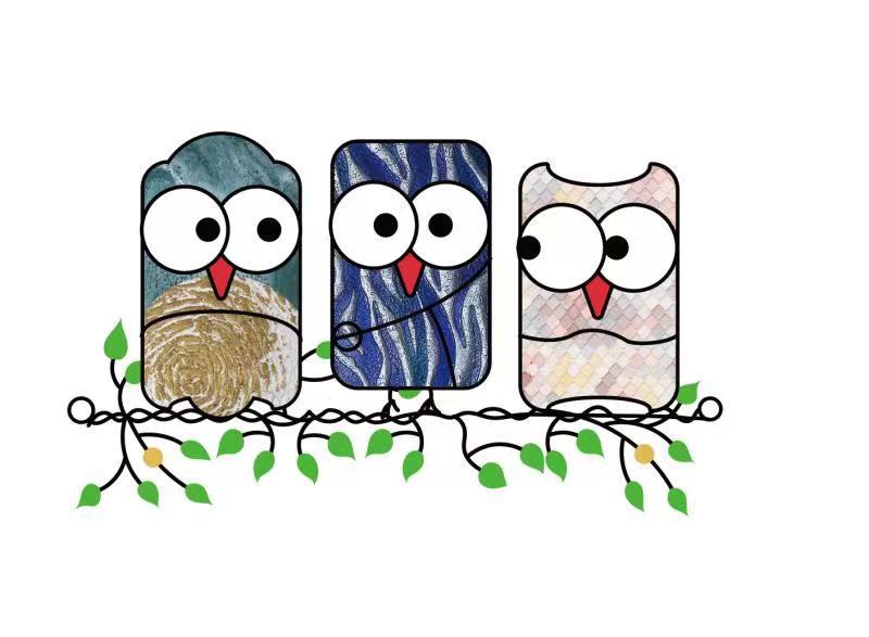 Three Birds Stained Glass Window Hanger