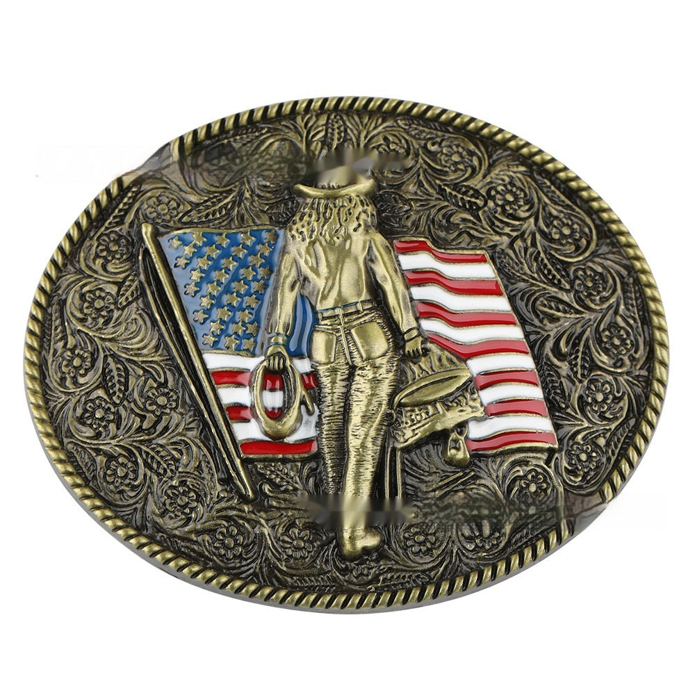 Western Style American Flag Belt Buckle