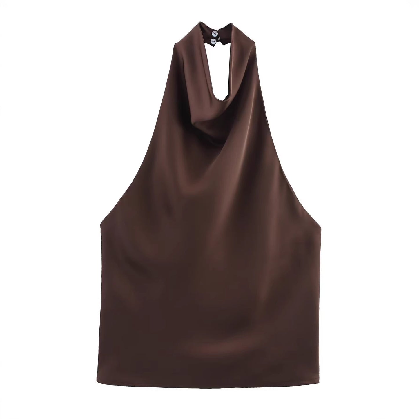 Stylish Silk-satin Textured Halterneck Camisole