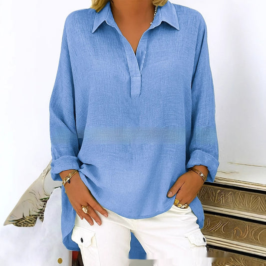 Women's Collared Long Sleeve Button Shirt