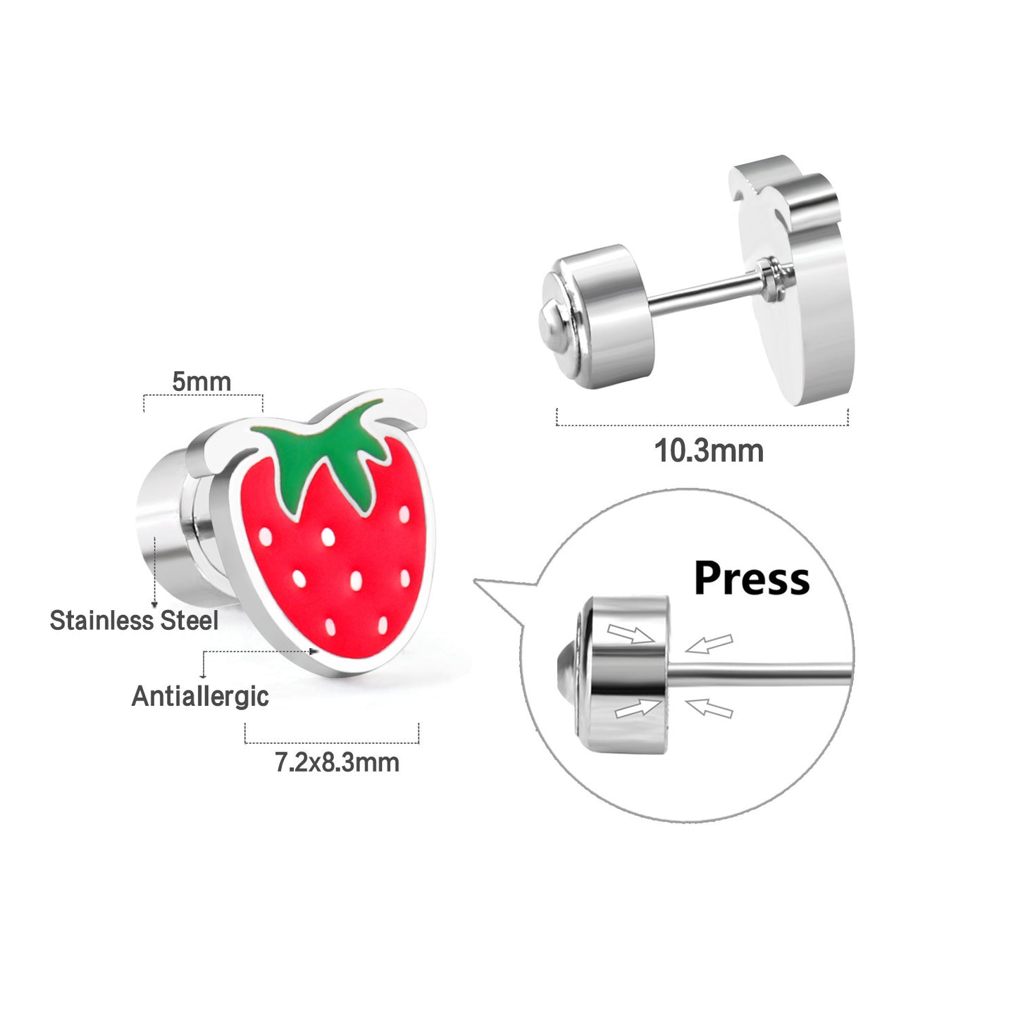 Cherry Cherry Hollow Quadrilateral Stainless Steel Earrings