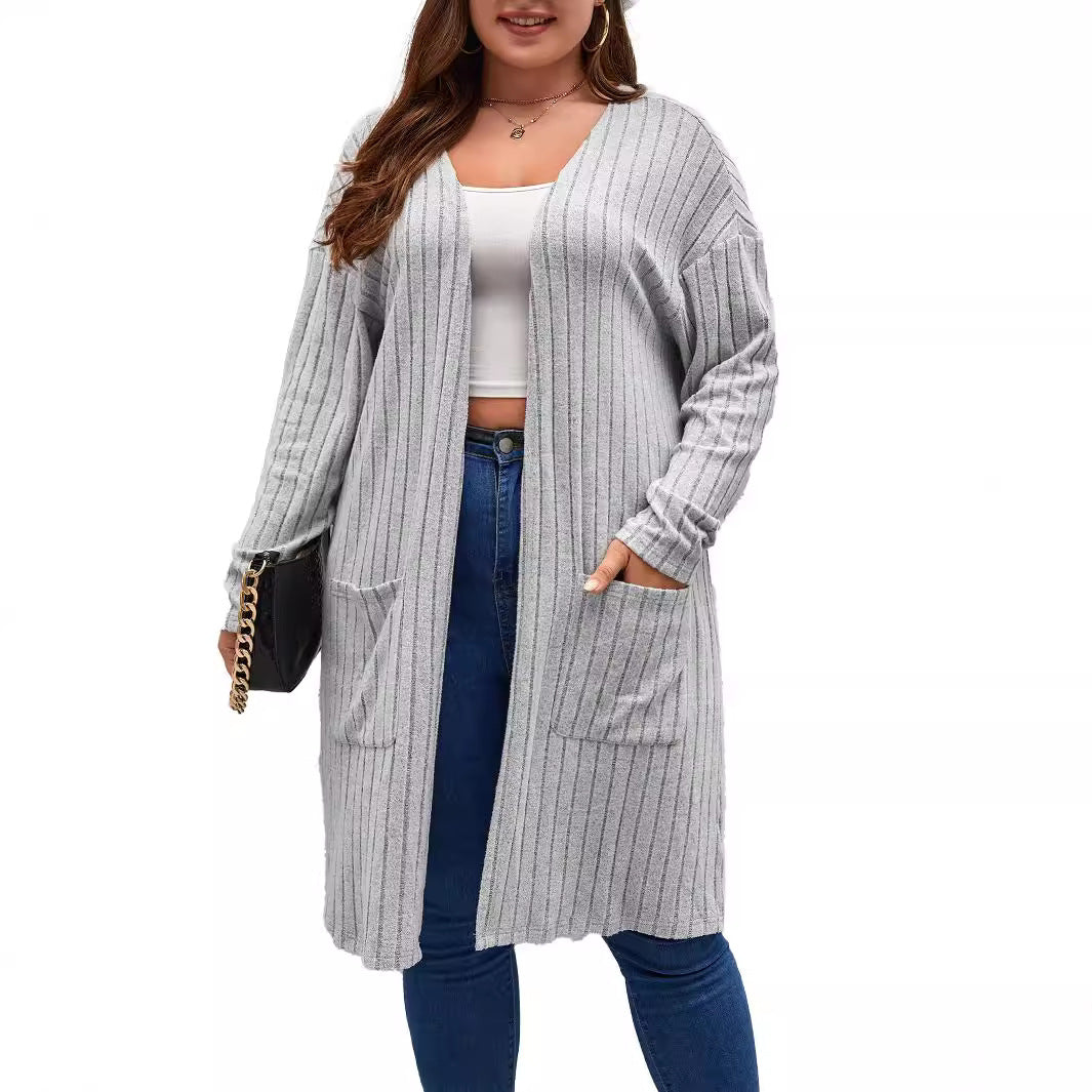 Casual Long Knitted Jacket With Long Sleeves For Women